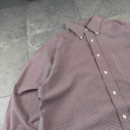 90s Lands' End Red & White Checkered Button Down Shirt