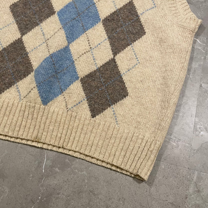 90s Claybrooke 100% Pure Wool Argyle Vest