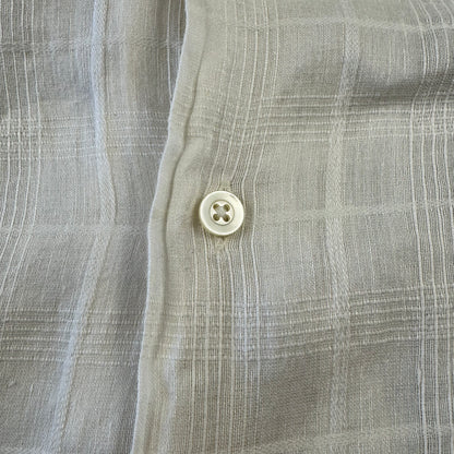 00s Polo by Ralph Lauren Caldwell No-Pony White Checkered Linen x Cotton Open Collar Shirt XL