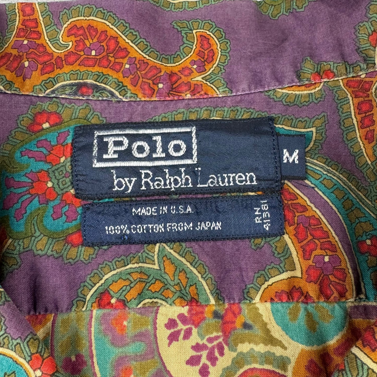 80s Polo by Ralph Lauren Rare Purple Made in USA Paisley Open Collar Shirt