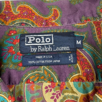 80s Polo by Ralph Lauren Rare Purple Made in USA Paisley Open Collar Shirt