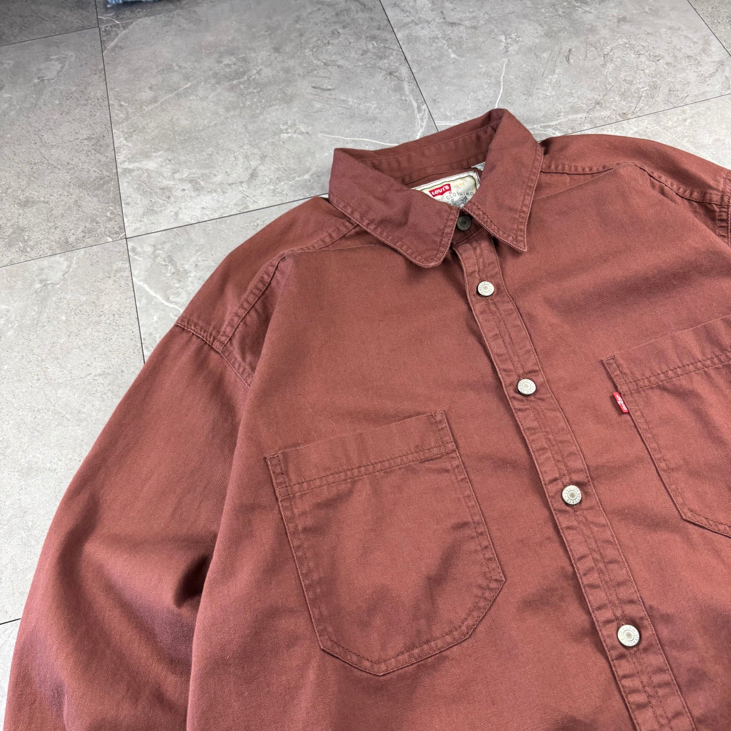 90s-00s Levi's Burgundy Heavyweight Dual Pocket Shirt