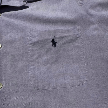 90s-00s Ralph Lauren Caldwell Purple Cotton Pocket Pony Open Collar Shirt KiiChain Clothing
