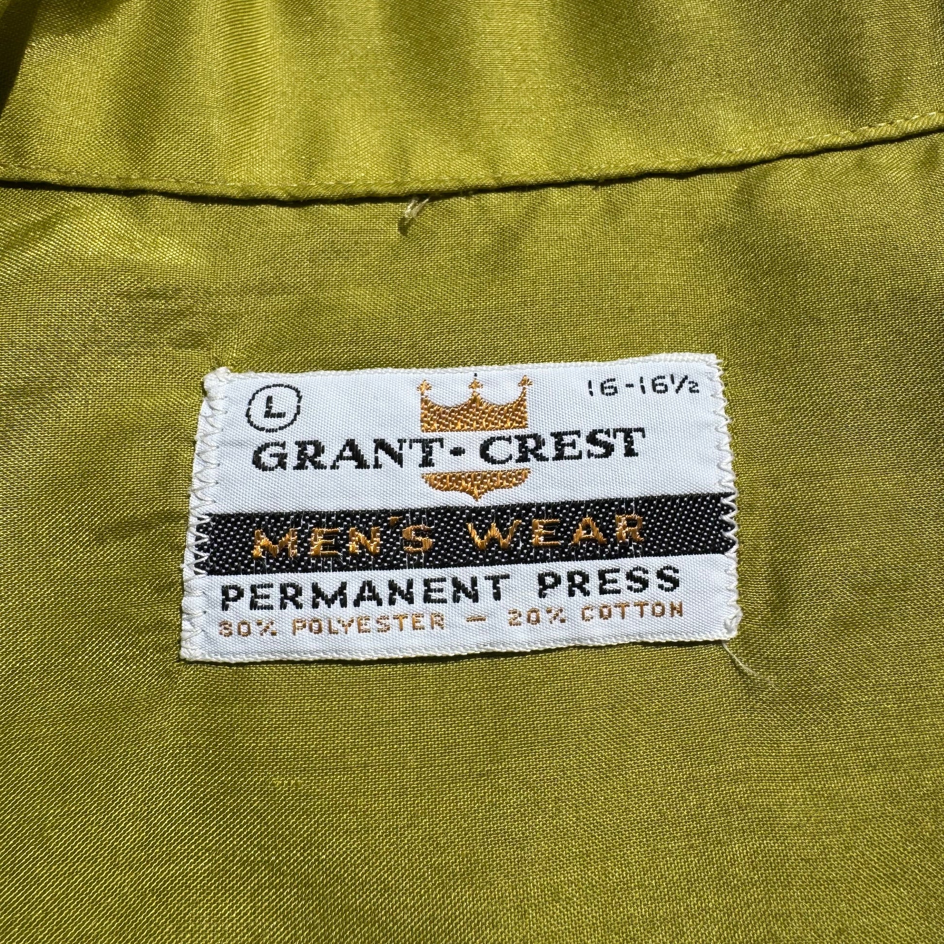 60s Grant-Crest Poly-Cotton Open Collar Long Sleeve Shirt KiiChain Clothing