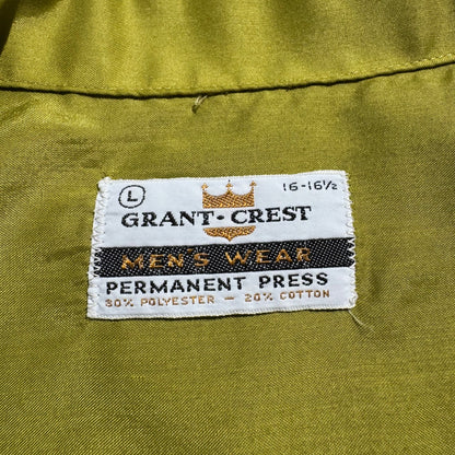60s Grant-Crest Poly-Cotton Open Collar Long Sleeve Shirt KiiChain Clothing