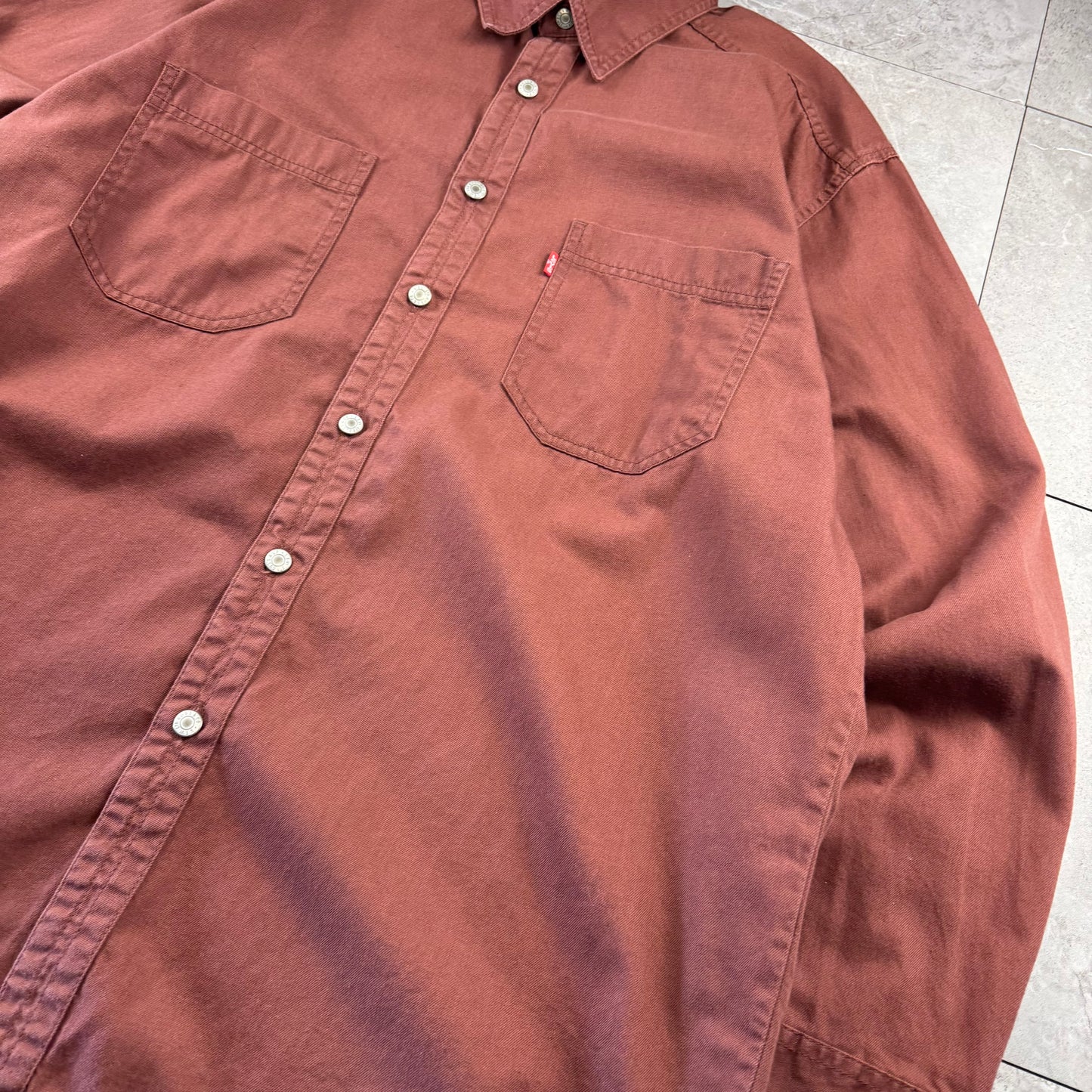 90s-00s Levi's Burgundy Heavyweight Dual Pocket Shirt