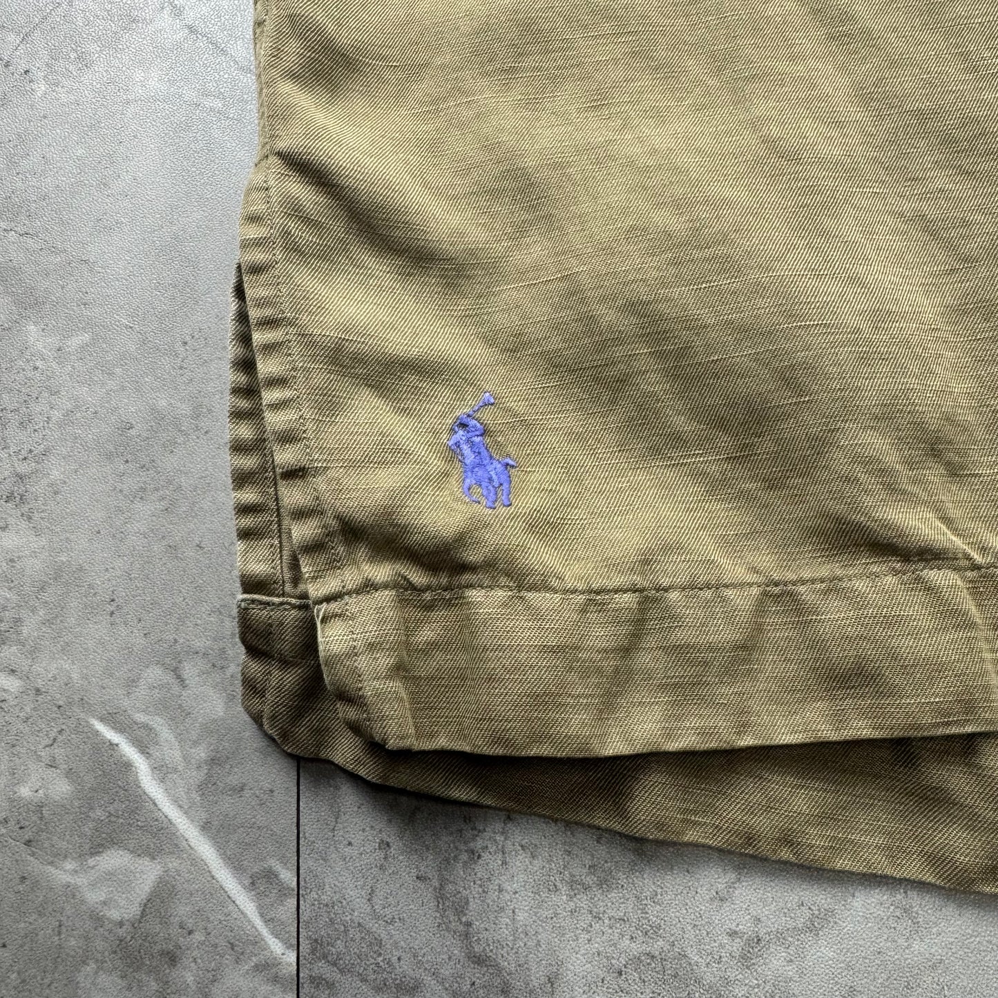 00s Polo by Ralph Lauren Caldwell Brown Silk x Linen Open Collar Shirt XL
