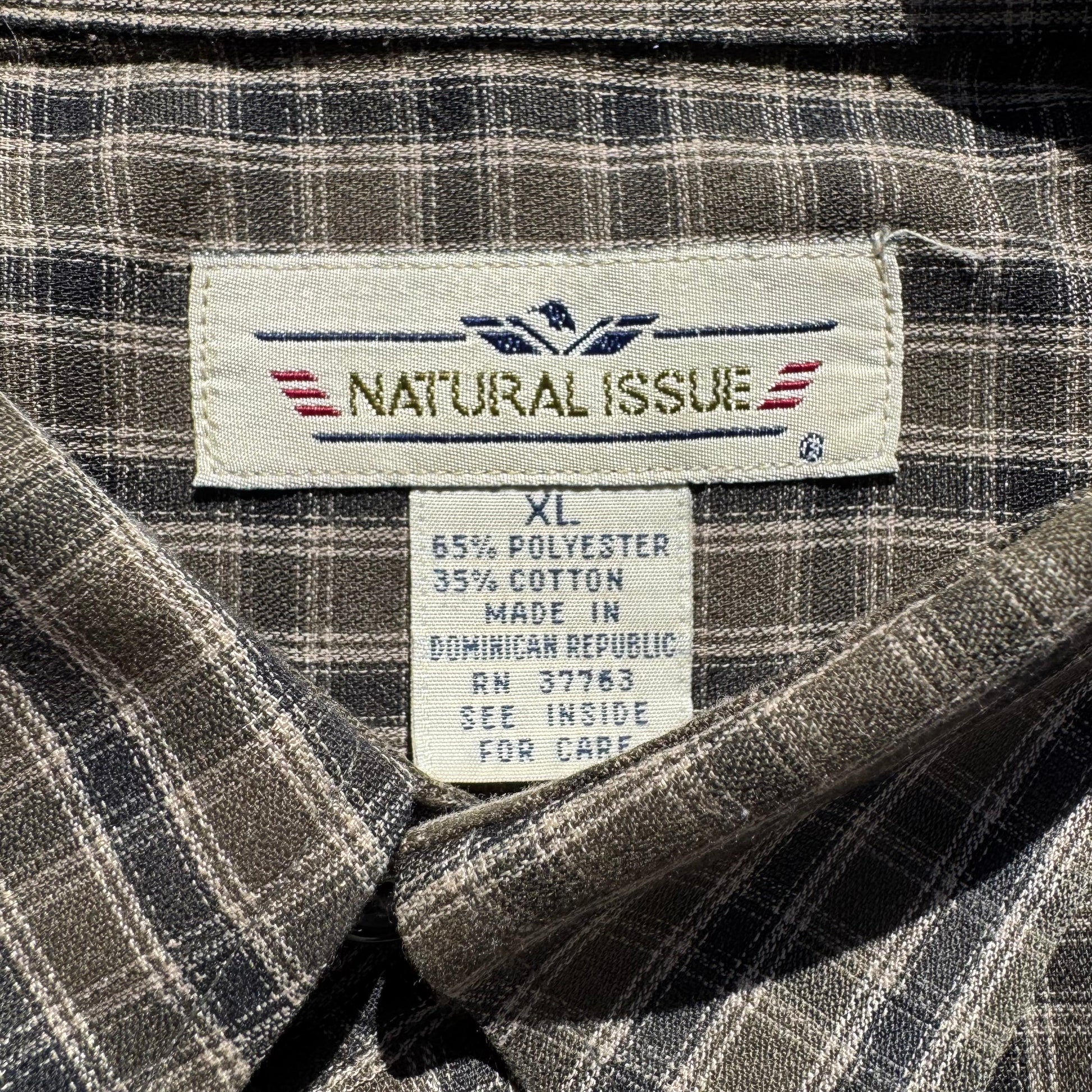 90s Natural Issue Olive Green Checkered Button Down Shirt KiiChain Clothing
