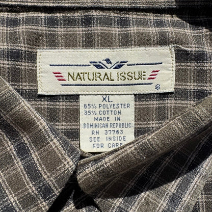 90s Natural Issue Olive Green Checkered Button Down Shirt KiiChain Clothing