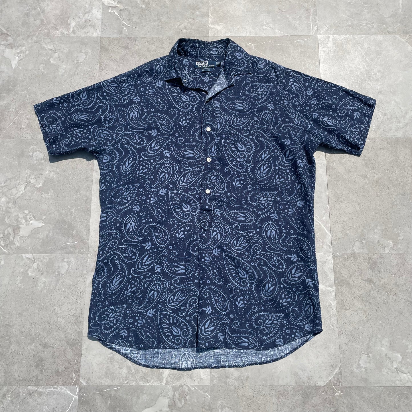 90s Ralph Lauren Cambridge Navy Paisley Shirt