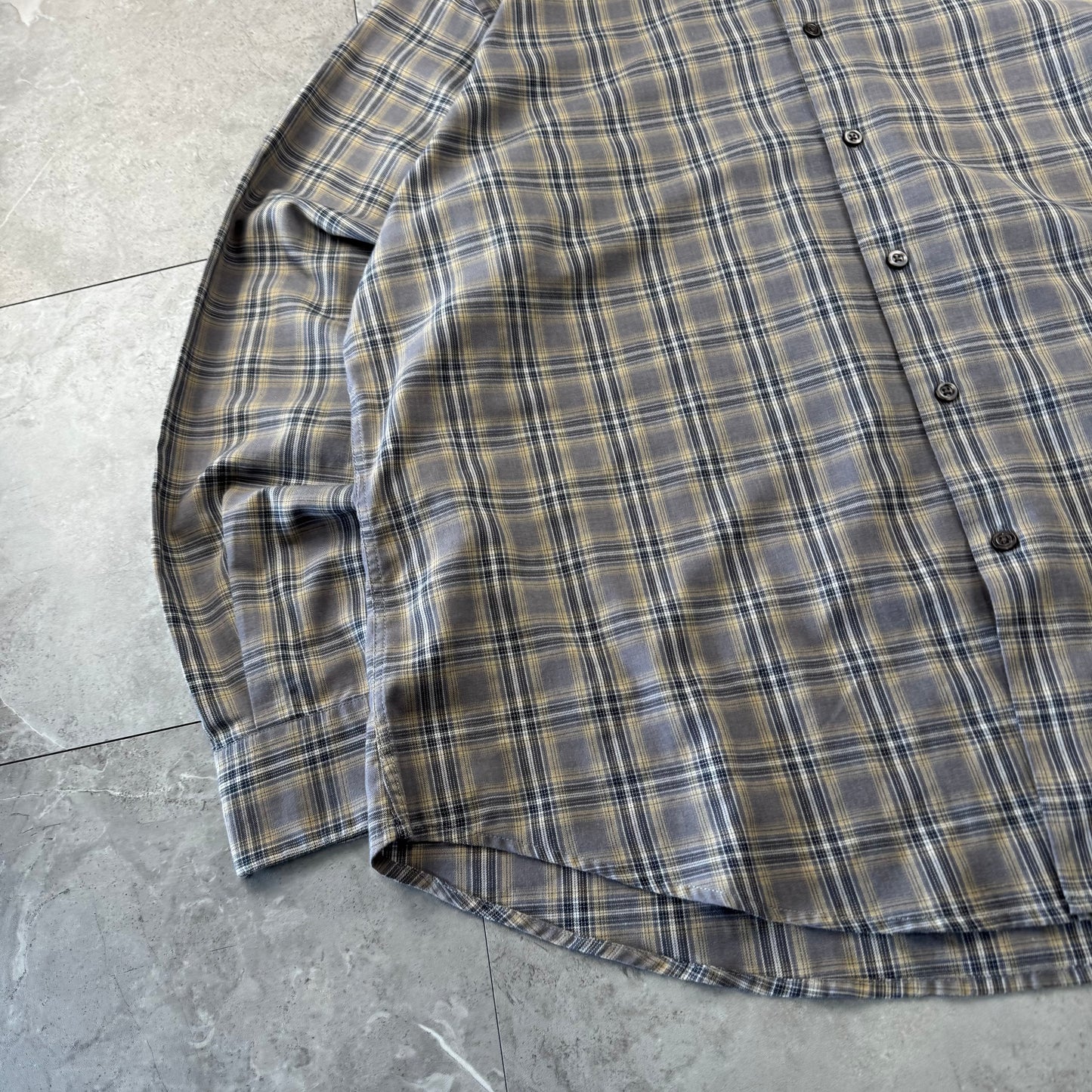 90s Dockers Gray Faded Checkered Shirt