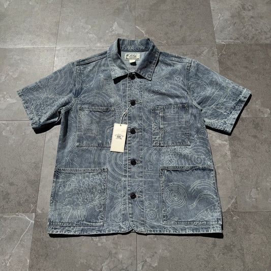 00s Ralph Lauren RRL Denim Paisley Quad Pocket Short Sleeve Shirt KiiChain Clothing