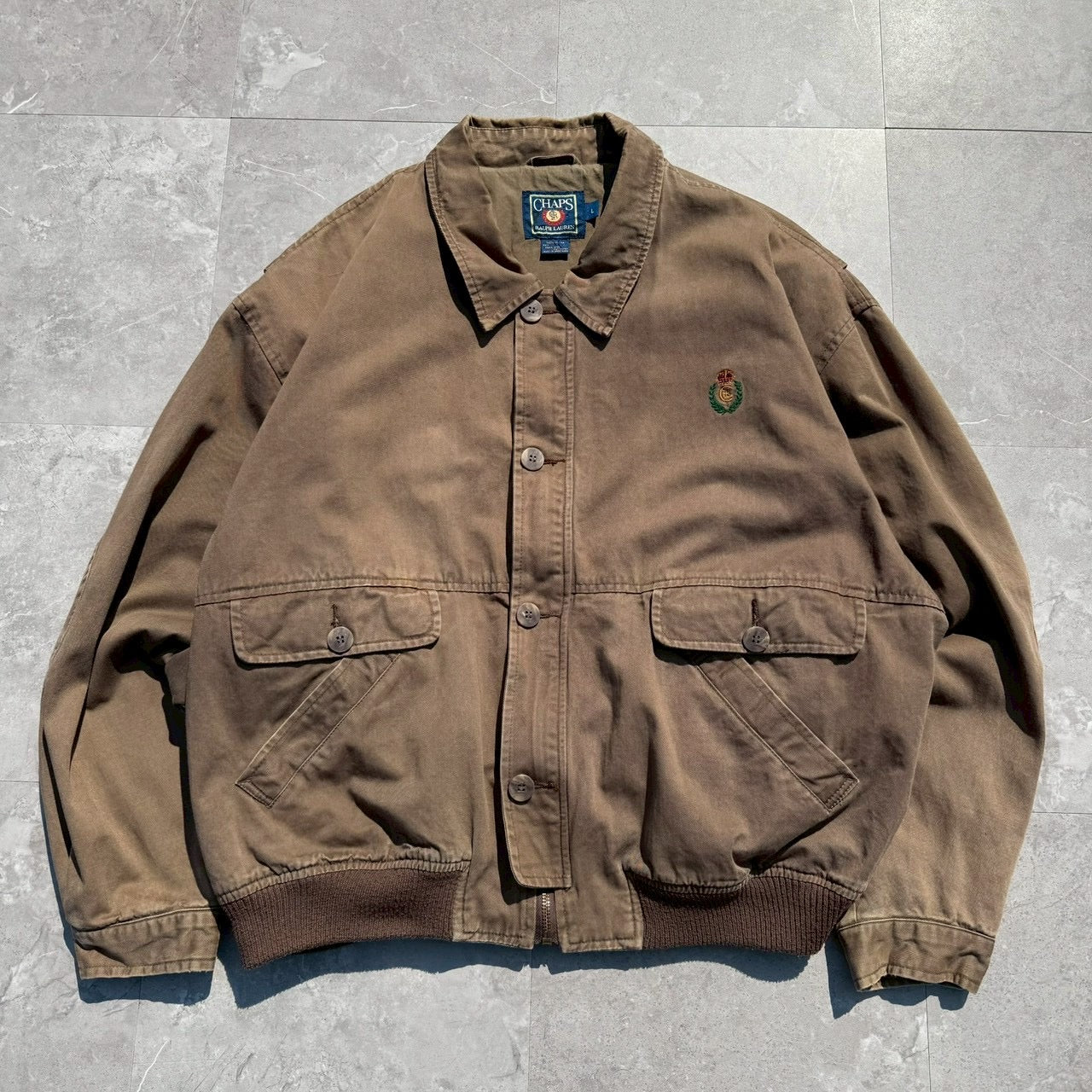 80s Chaps Ralph Lauren Dark Brown Dual Pocket Bomber Jacket