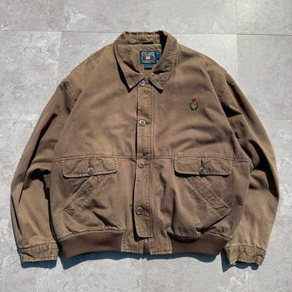 80s Chaps Ralph Lauren Dark Brown Dual Pocket Bomber Jacket