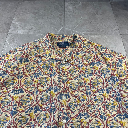 00s Polo by Ralph Lauren Caldwell Beige Paisley Open Collar Shirt XL