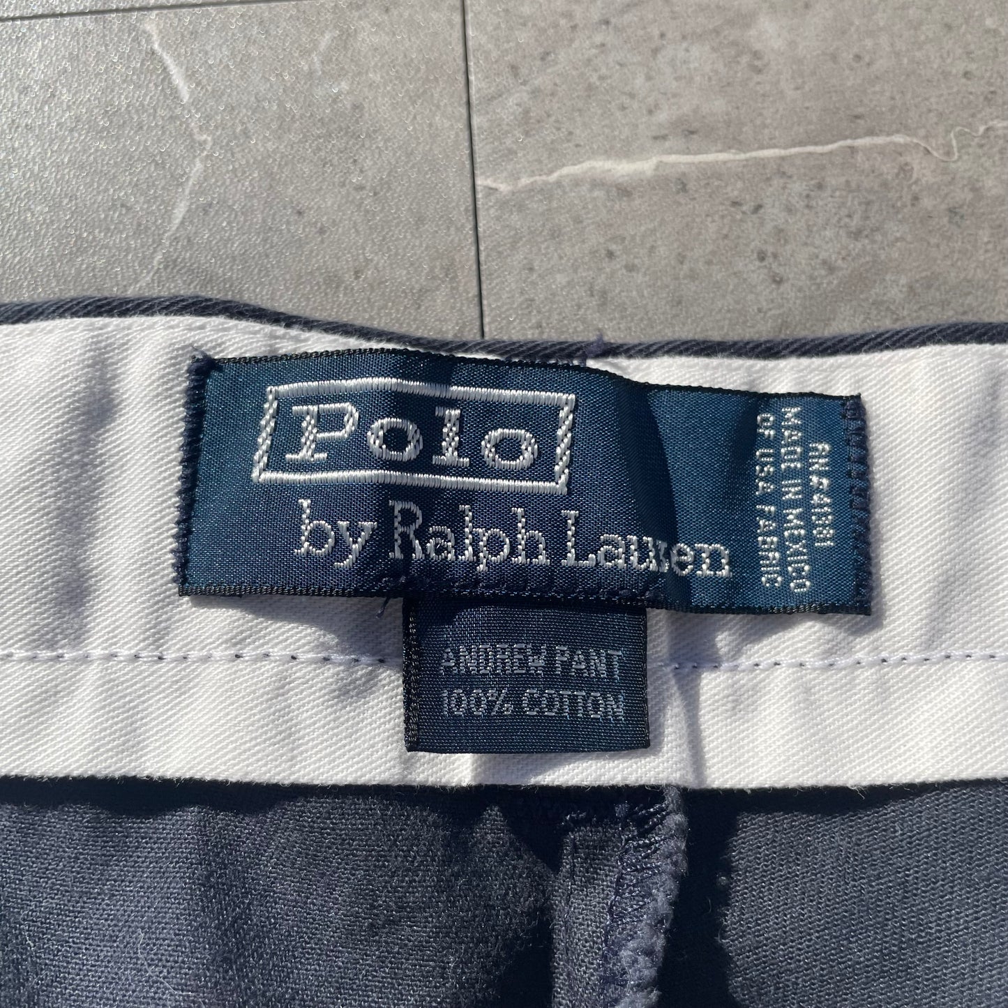 90s-00s Ralph Lauren “Andrew Pant” Two-Tuck Pleated Navy Chino Pants 34x30