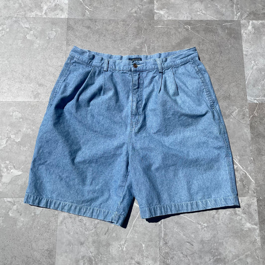 80s Chaps Ralph Lauren Tucked Denim Shorts Size 36