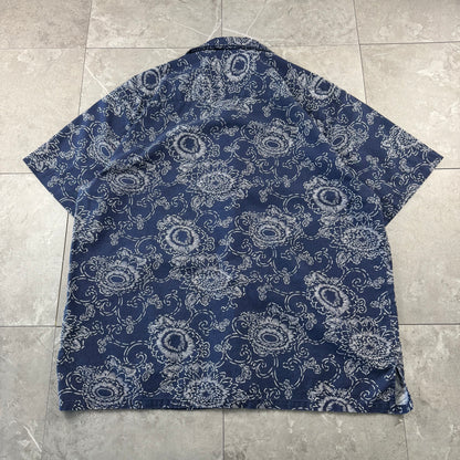 00s Ralph Lauren Polo Jeans Co. Navy Floral Open Collar Shirt