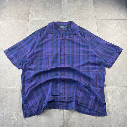 00s Polo by Ralph Lauren Caldwell Purple Checkered Open Collar Shirt XL