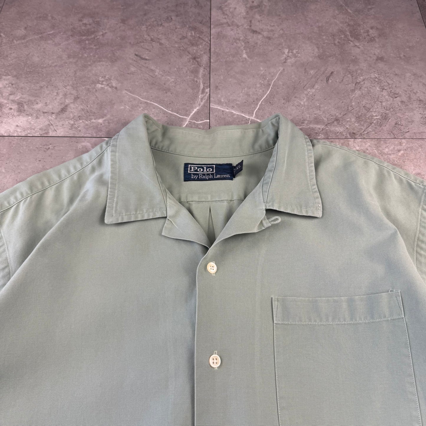 00s Polo by Ralph Lauren Rare Sage Green Open Collar Shirt