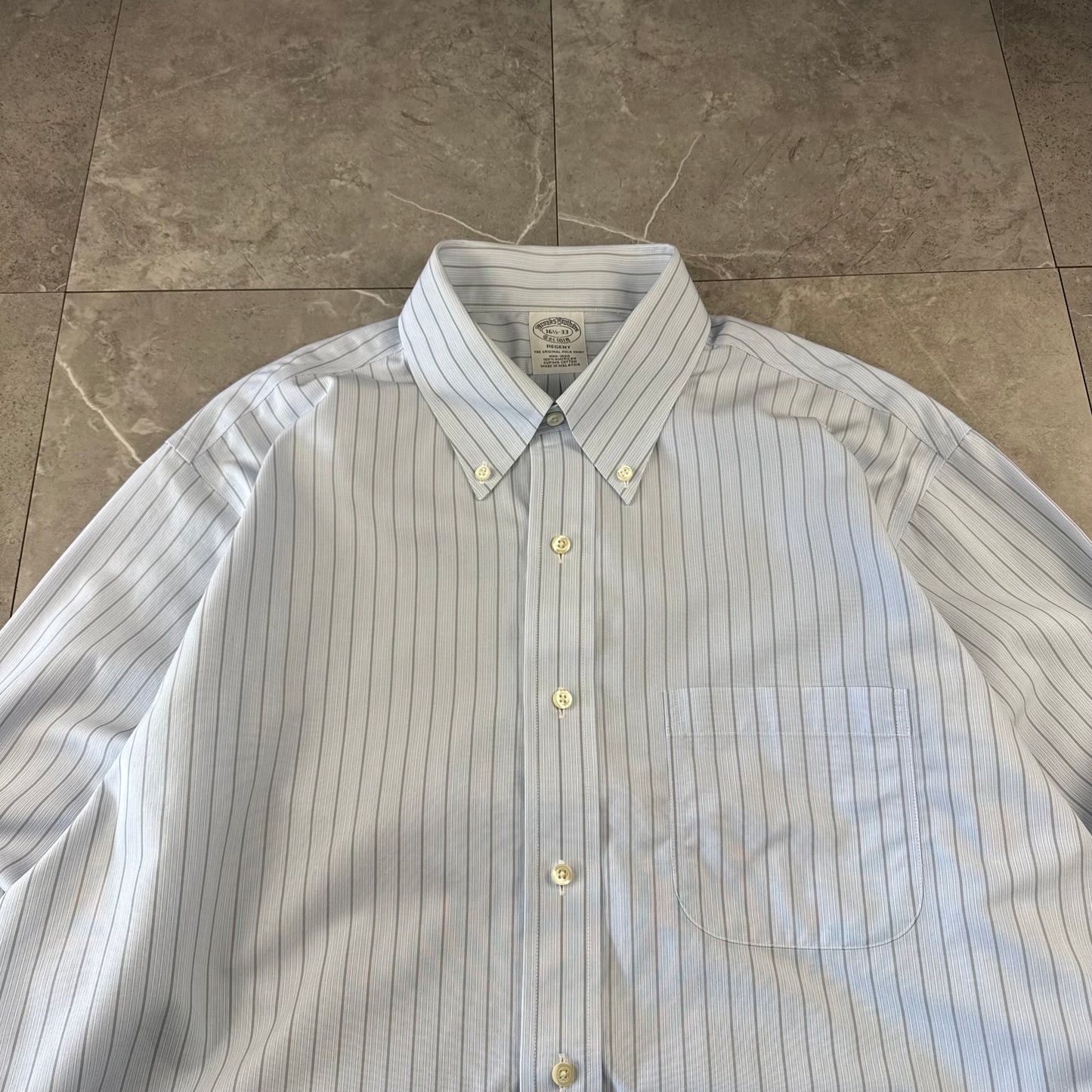 00s Brooks Brothers “Regent” Light Blue Striped Button Down Shirt