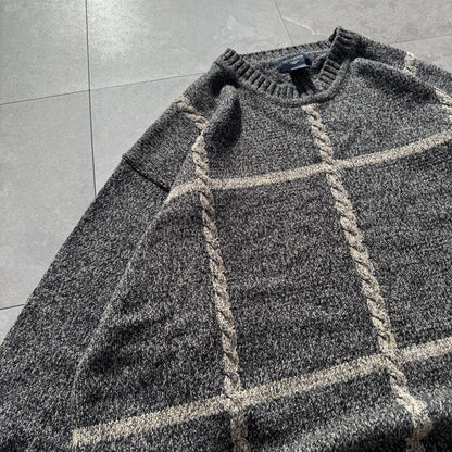 90s-00s Dockers Gray/Beige Checkered Cotton Knit