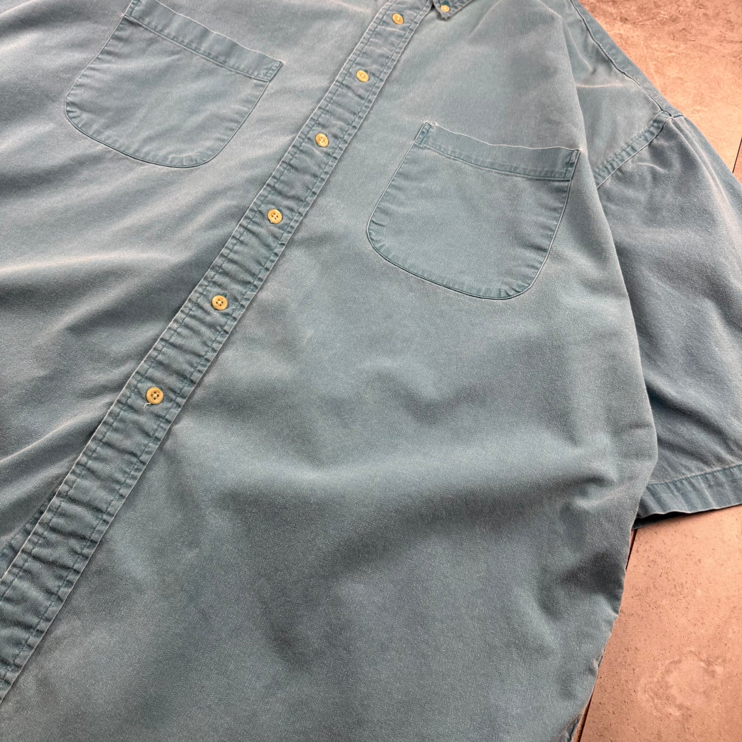 90s Cambridge Classics Faded Blue Button Down Short Sleeve Shirt XL