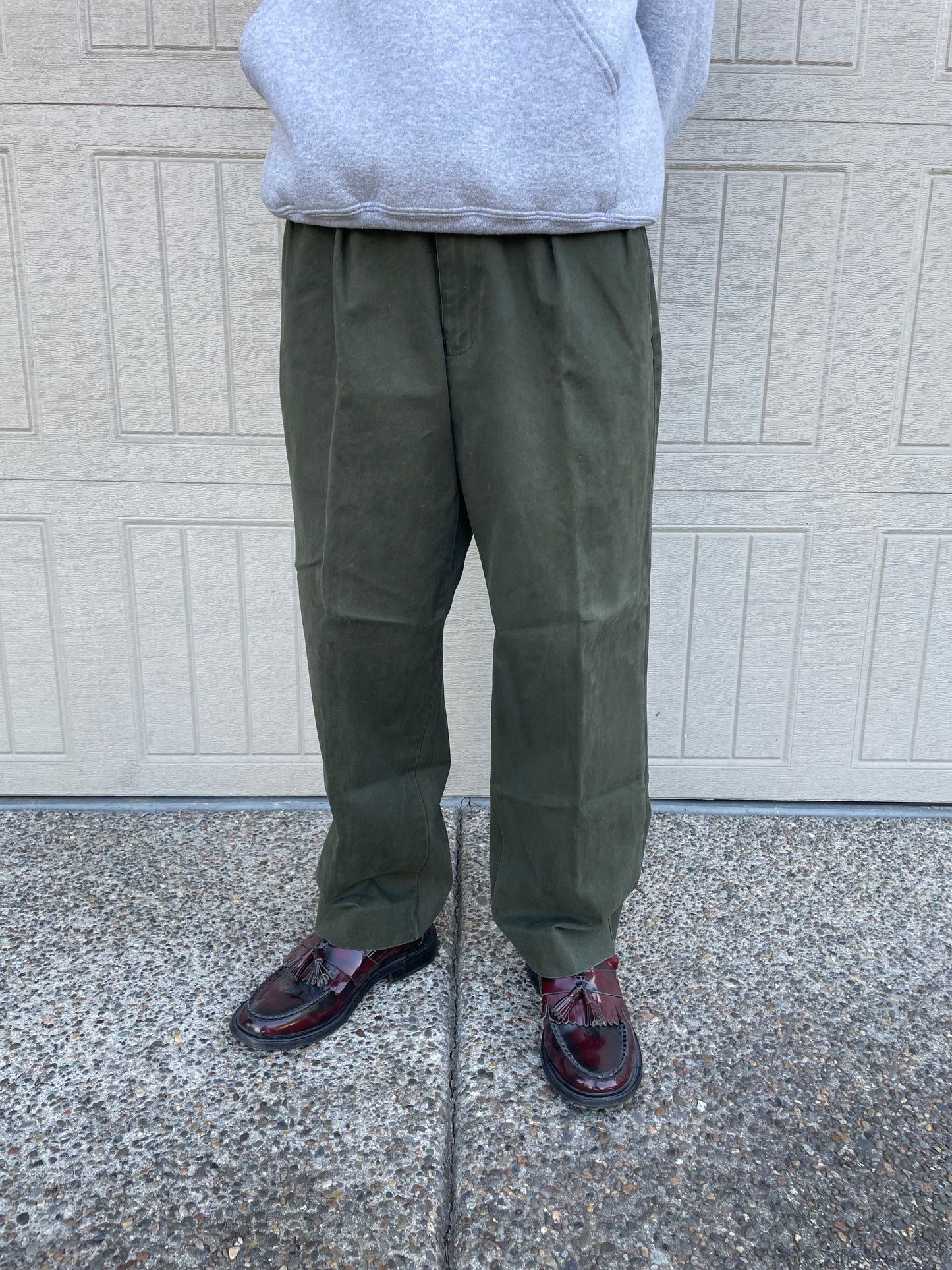 90s-00s Ralph Lauren Two-Tuck Pleated Olive Green Chino Pants 34x30