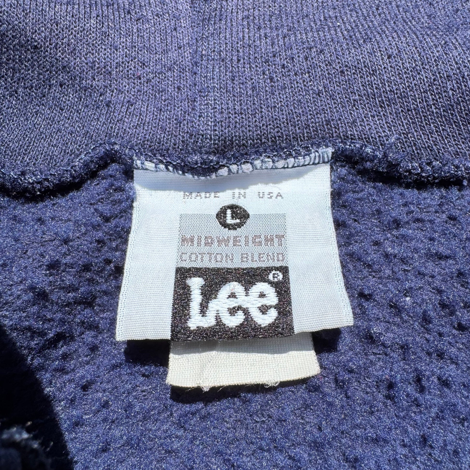 90s Lee Made in USA Navy/Purple Zip-Up Hoodie KiiChain Clothing