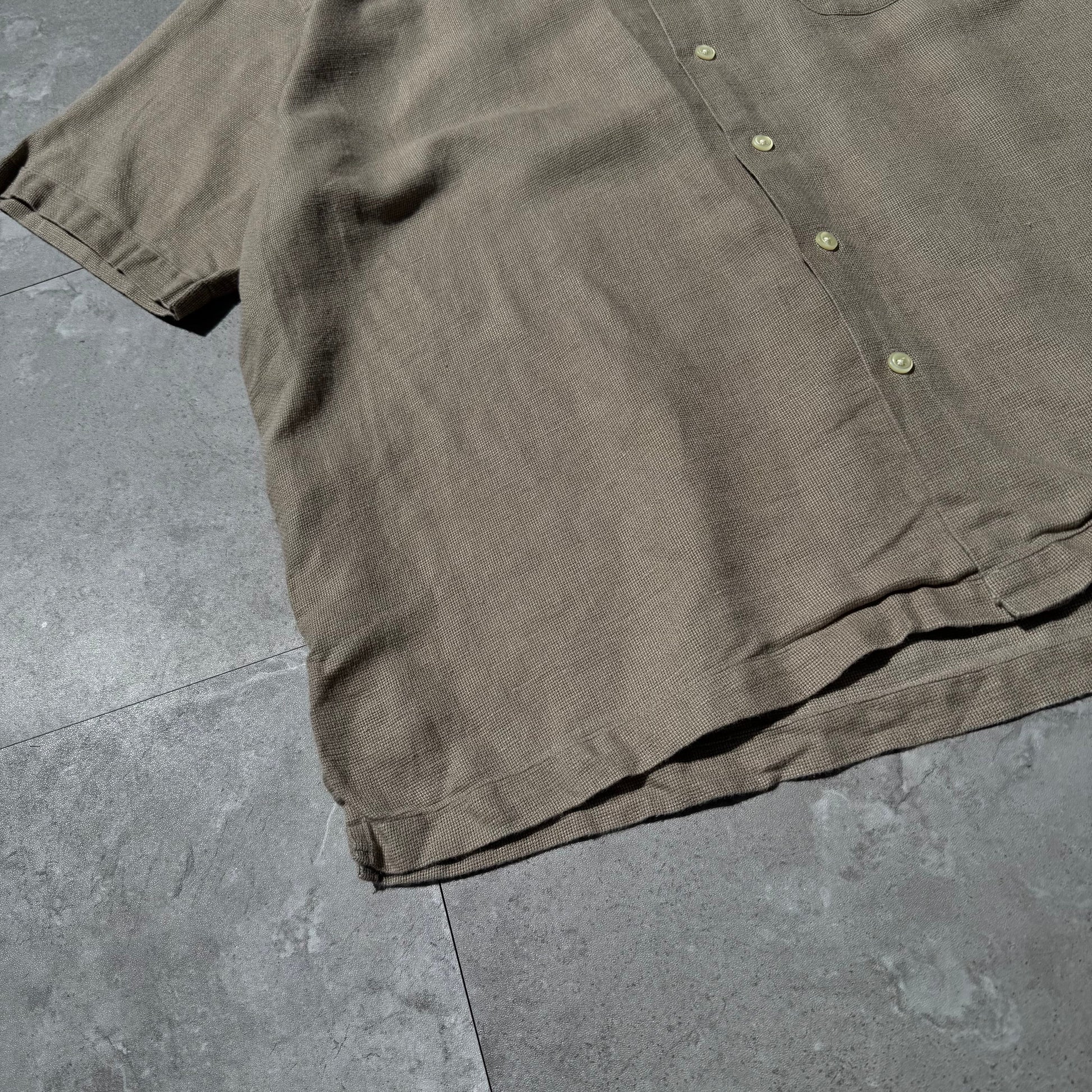 90s-00s Ralph Lauren Clayton Linen x Cotton No Pony Open Collar Shirt KiiChain Clothing