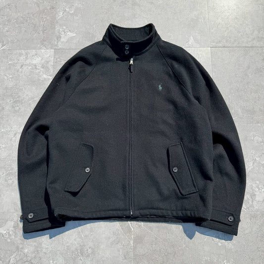 00s Ralph Lauren Black Wool Harrington Jacket