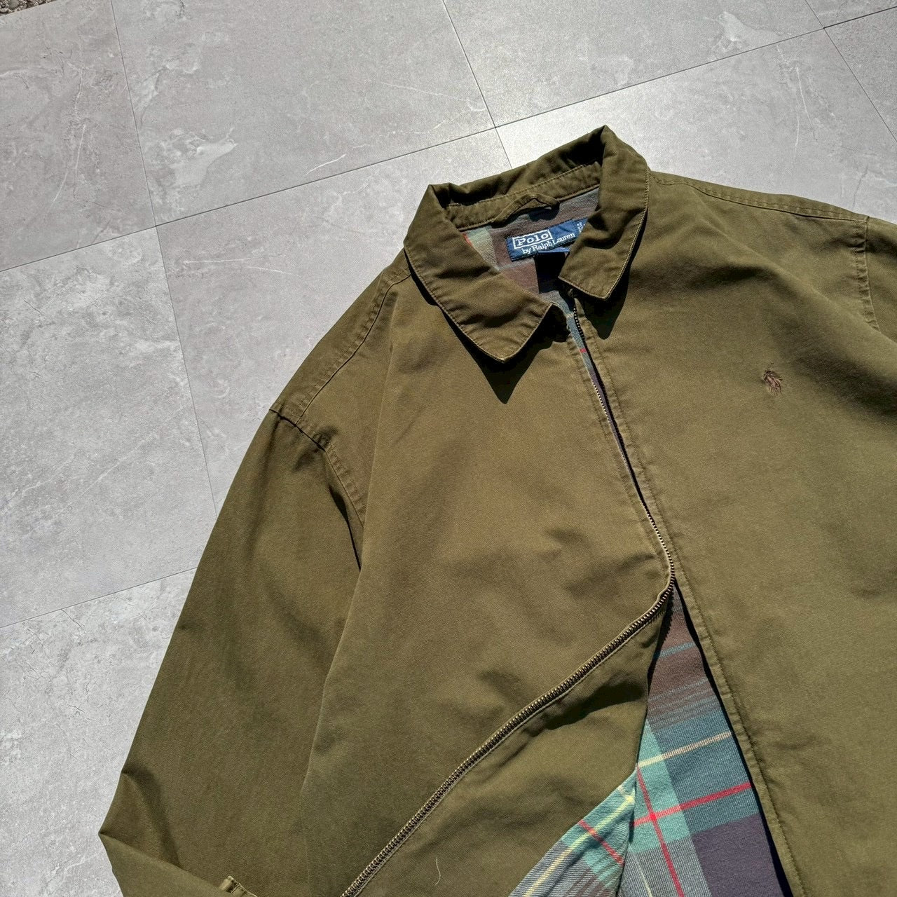 90s-00s Ralph Lauren Olive / Khaki Flannel Lined Swing Top Jacket