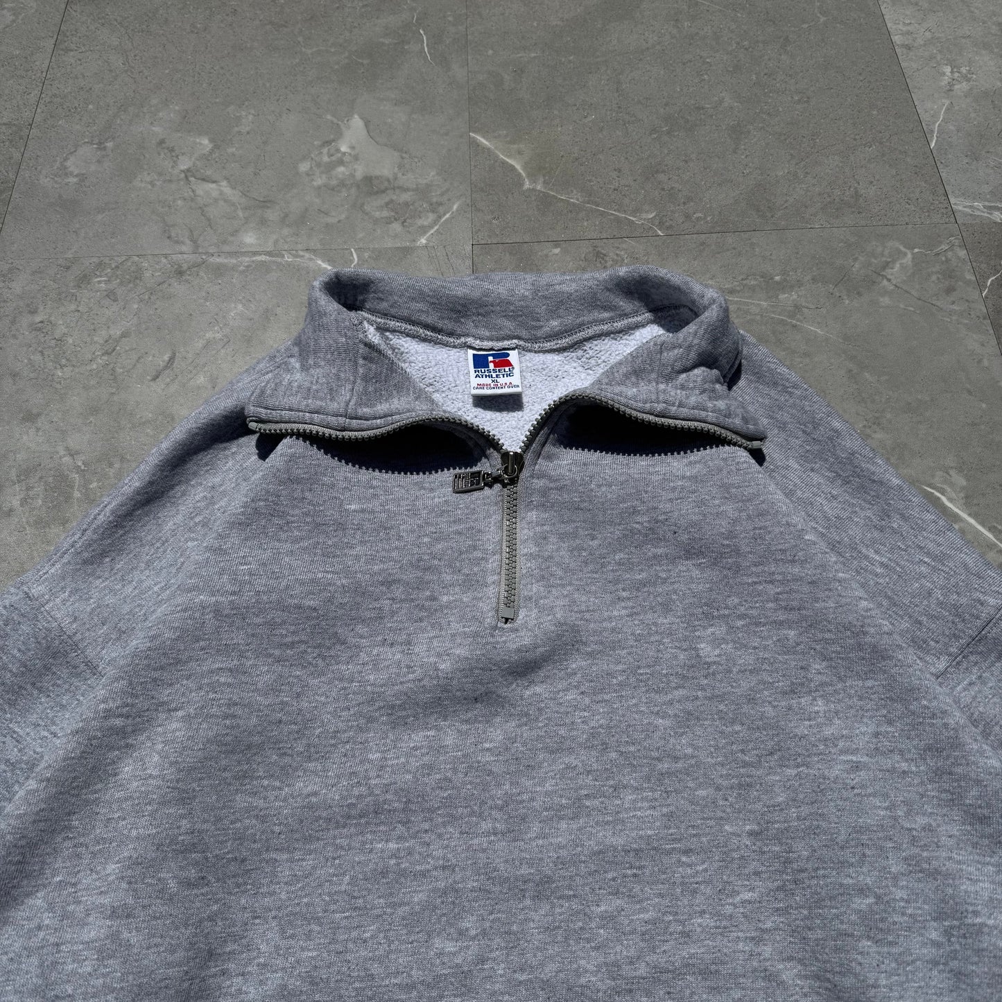 90s Russell Athletic Made in USA Half-Zip Gray Sweatshirt KiiChain Clothing