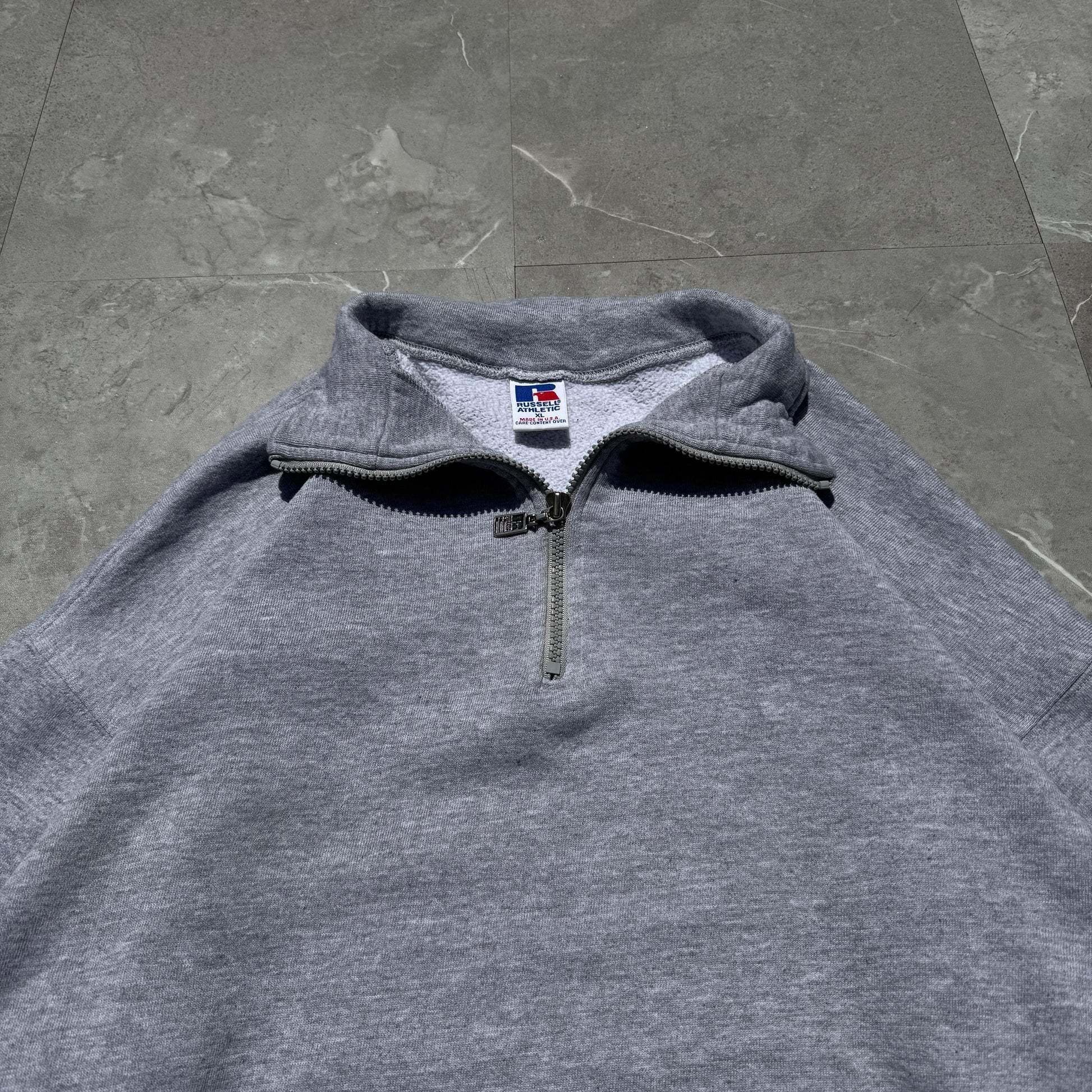 90s Russell Athletic Made in USA Half-Zip Gray Sweatshirt KiiChain Clothing
