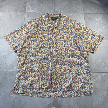 00s Polo by Ralph Lauren Caldwell Beige Paisley Open Collar Shirt XL