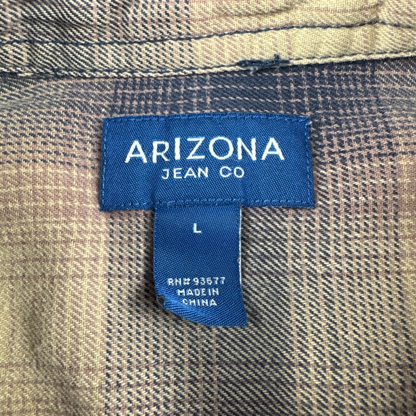 00s Arizona Beige & Navy Shadow Checkered Cotton Flannel Shirt