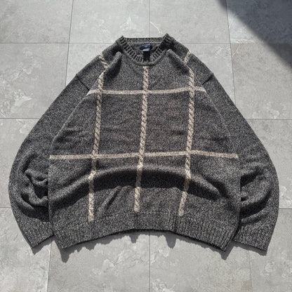 90s-00s Dockers Gray/Beige Checkered Cotton Knit
