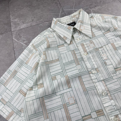 70s-80s JC Penny No Iron Geometric Design Short Sleeve Shirt Size 17