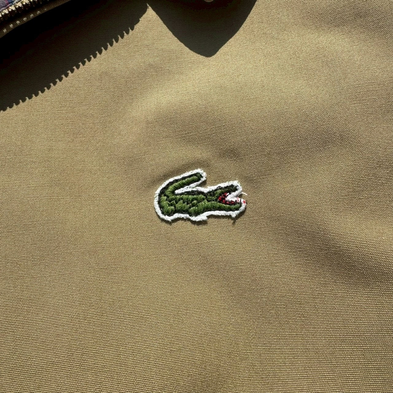 70s-80s Izod x Lacoste Beige Tan Flannel Lined Harrington Jacket