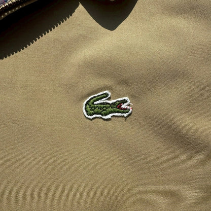 70s-80s Izod x Lacoste Beige Tan Flannel Lined Harrington Jacket