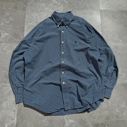 90s-00s Ralph Lauren Classic Fit Blue Checkered Button Down Shirt KiiChain Clothing