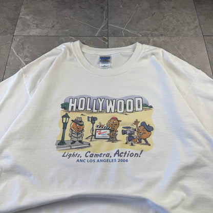 90s-00s Gildan Ultra Cotton Hollywood Lights, Camera, Action White T-Shirt