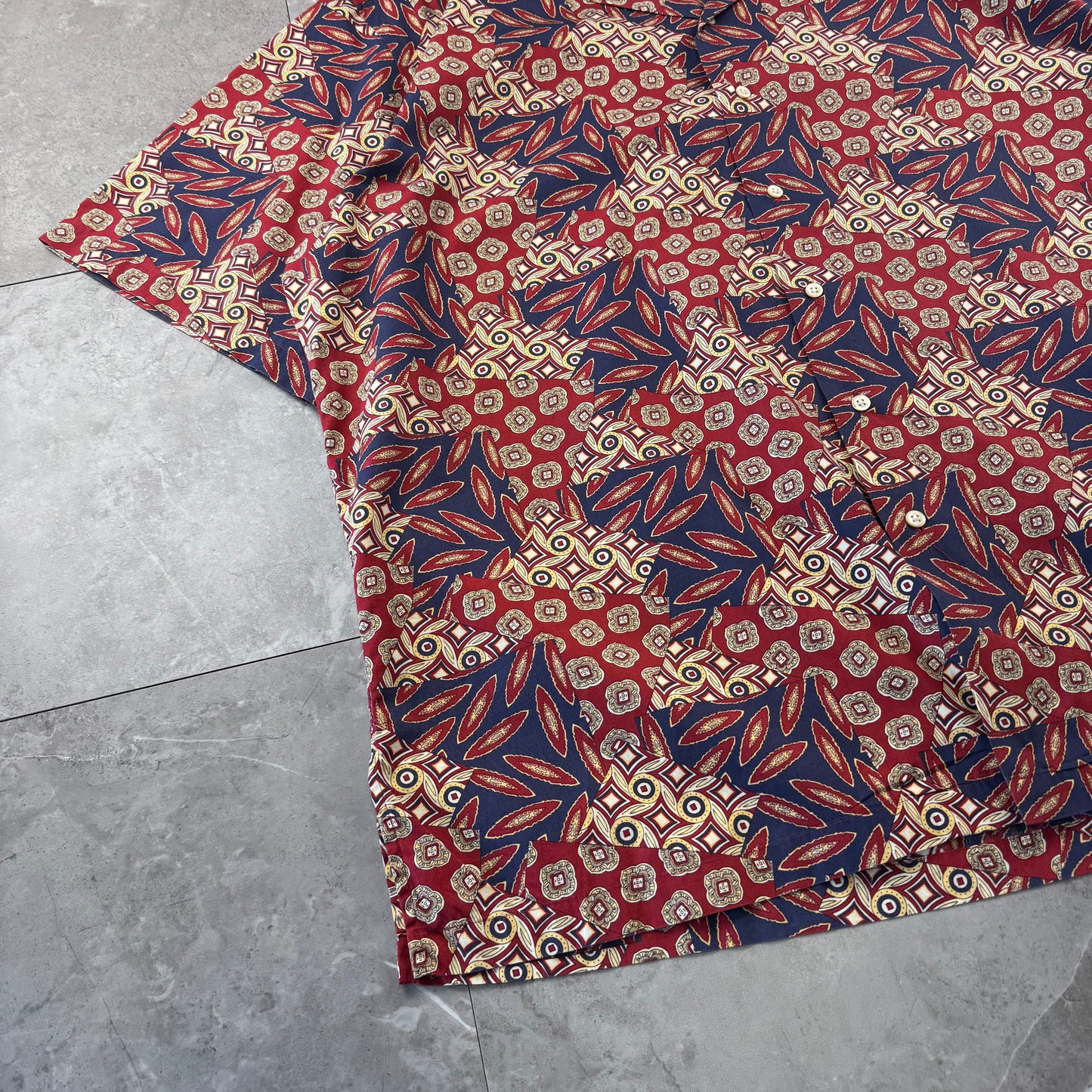 90s Polo by Ralph Lauren Rare Red Geometric Open Collar Shirt XL