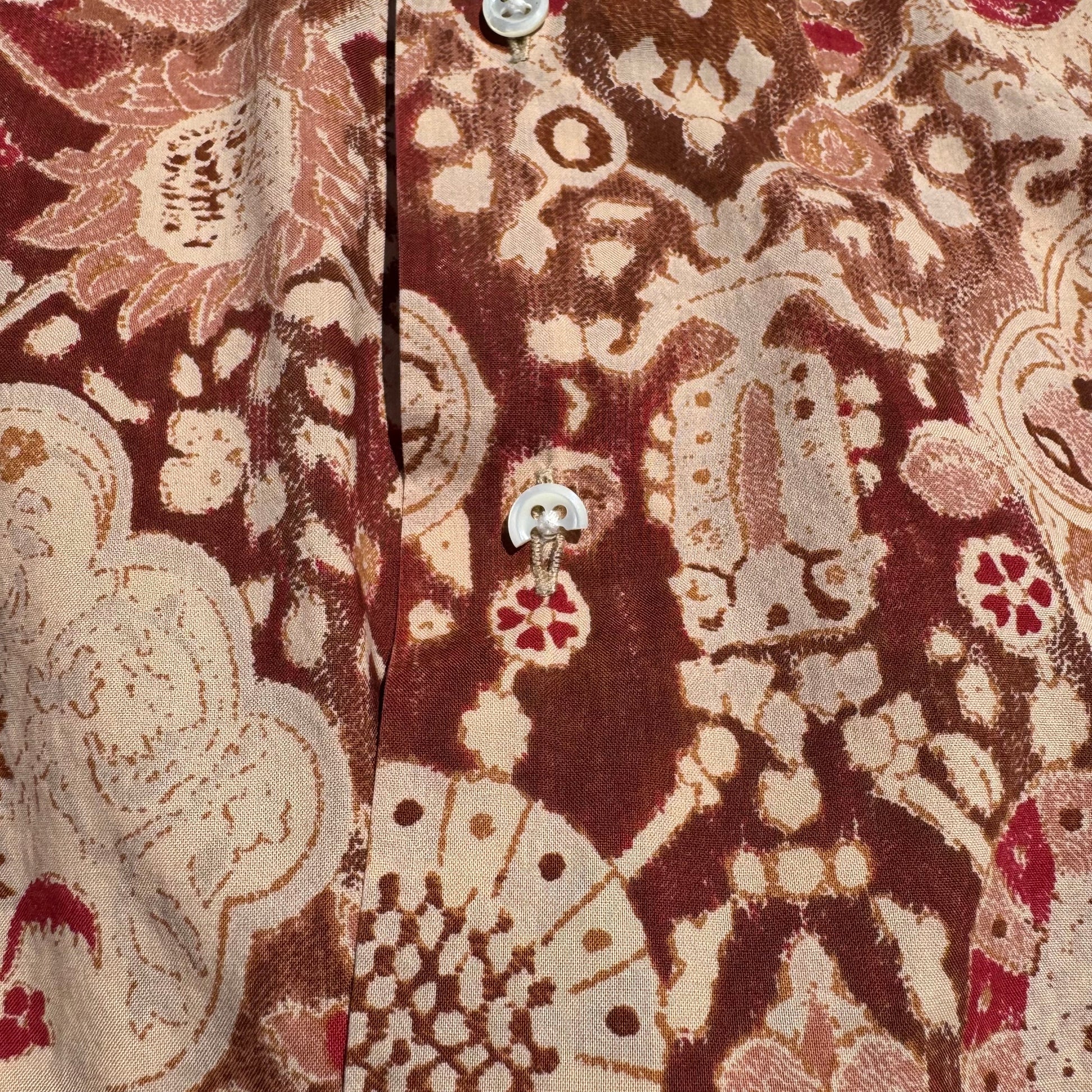 90s Ralph Lauren Faded Red Paisley Cotton Open Collar Shirt KiiChain Clothing