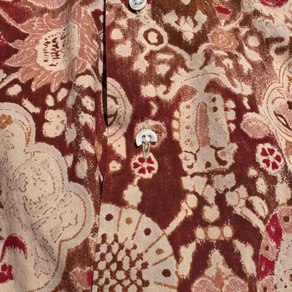 90s Ralph Lauren Faded Red Paisley Cotton Open Collar Shirt KiiChain Clothing
