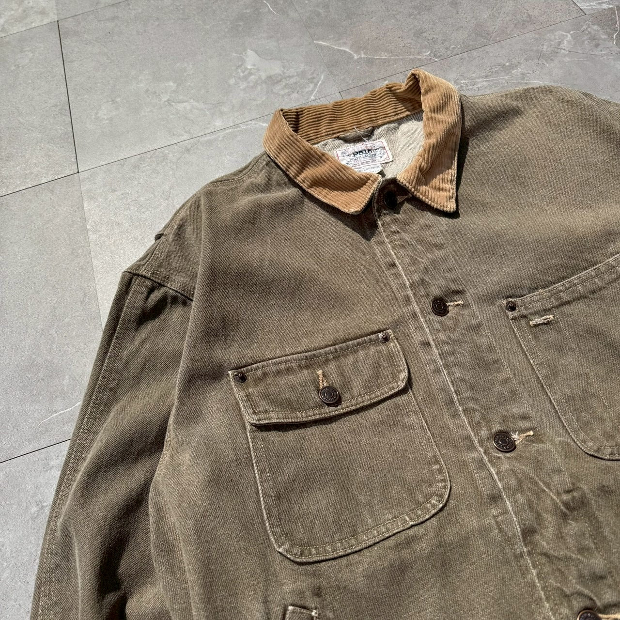 80s-90s Polo Ralph Lauren Corduroy Collar Canvas Trucker Jacket