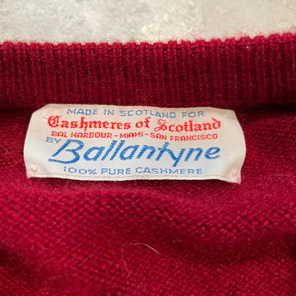 60s-70s Ballantyne Made in Scotland Cashmere V-Neck Sweater