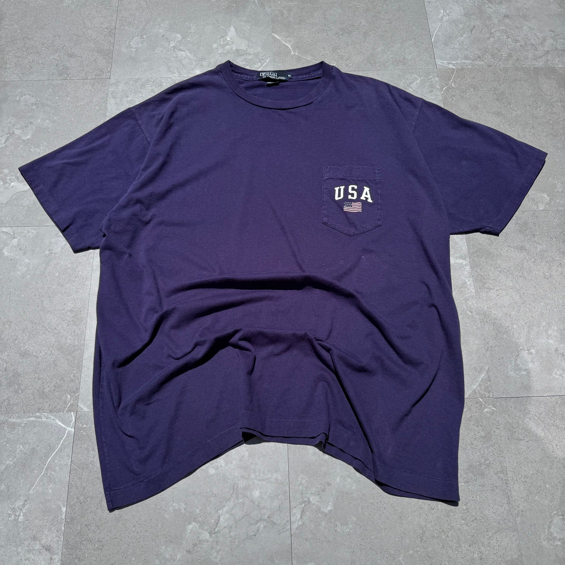 80s-90s Ralph Lauren Navy/Purple Made in USA Pocket Tee KiiChain Clothing