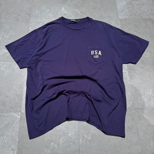80s-90s Ralph Lauren Navy/Purple Made in USA Pocket Tee KiiChain Clothing
