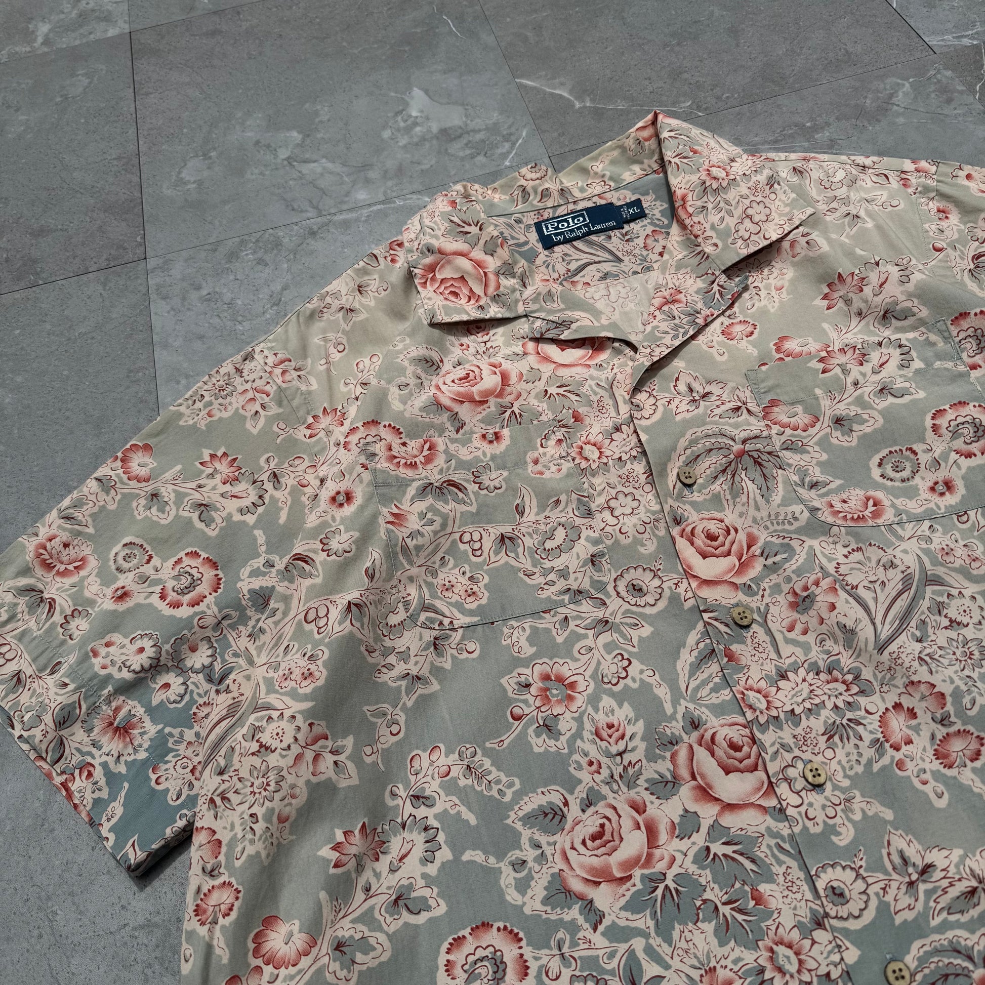 90s-00s Ralph Lauren Rare Floral Graphic Open Collar Shirt KiiChain Clothing